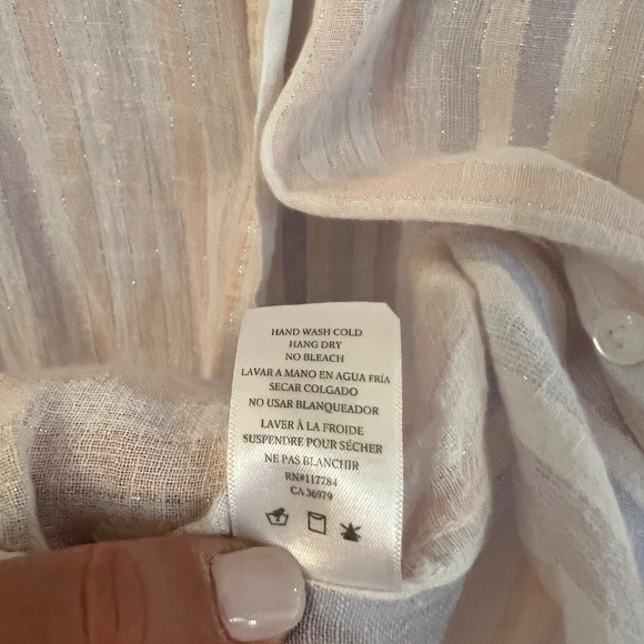 Rails Charli Barcelona Stripes Button Down Shirt Linen/Rayon Shimmer Sz L - Picture 7 of 8